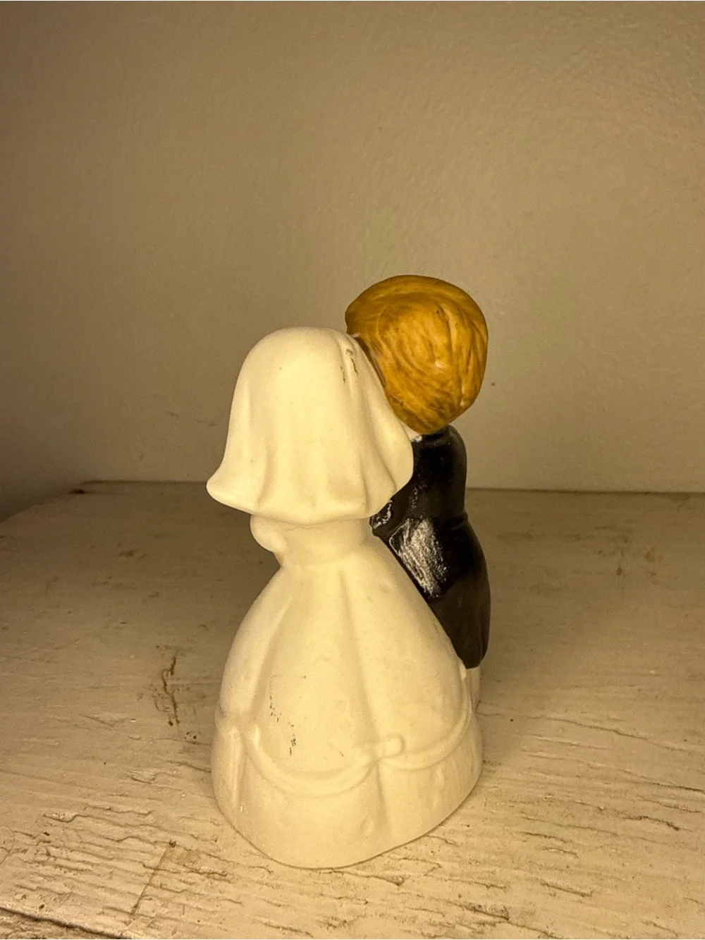 Beautiful Porcelain Bride and Groom Wedding Bell Figurine by J.S.N.Y. Made in Ta